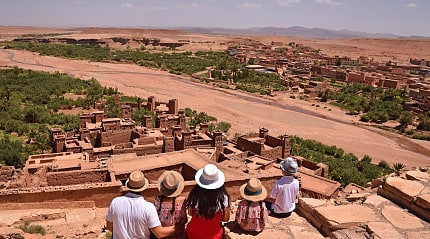 Family at Ait Ben Haddou in Ouarzazate province, Morroco