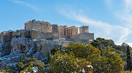 The Acropolis during the winter season in Athens, Greece