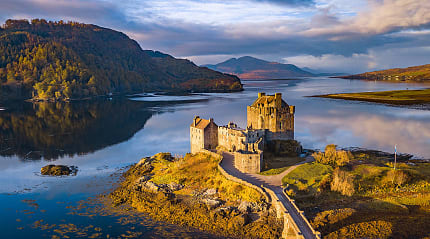Sunrise at Eilean Donan Castle in the Scottish Highlands