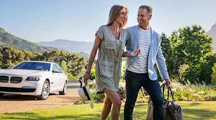 Couple arriving at their vacation destination