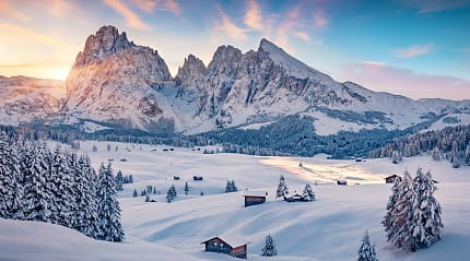 Morning scene of Dolomite alps in Italy