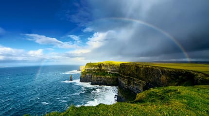 Rainbow over the Cliffs of Moher in Ireland