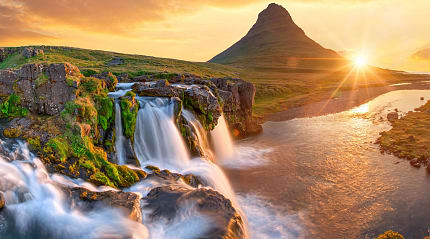 Kirkjufellsfoss and Mt Kirkjufell in Iceland