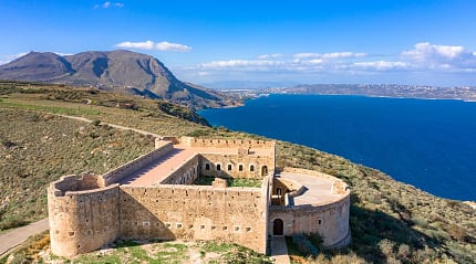Turkish medieval fortress at ancient aptera in Chania, Crete, Greece