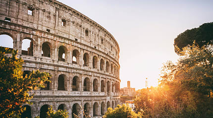 Autumn colors at the Colosseum in Rome, Italy