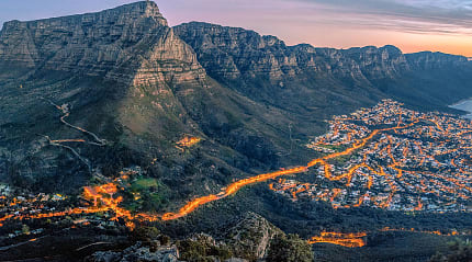 Aerial view of Table Mountain in autumn