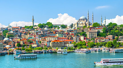 Golden Horn in Istanbul and view of Suleymaniye Mosque