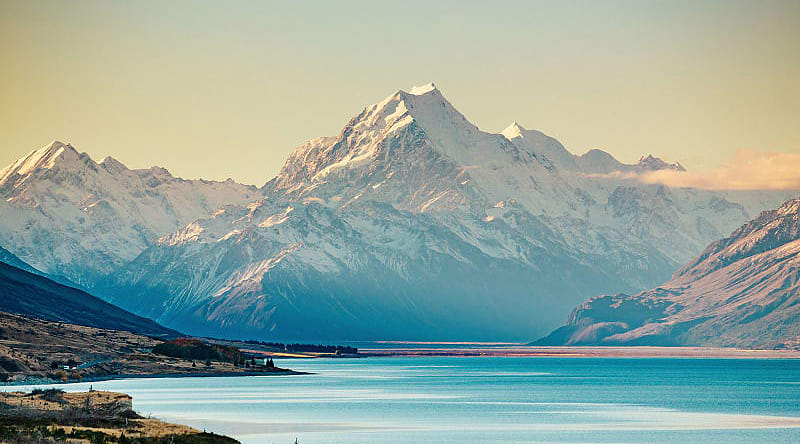 The dramatic peak of Mount Cook will dominate the skyline. The dramatic peak of Mount Cook will dominate the skyline.