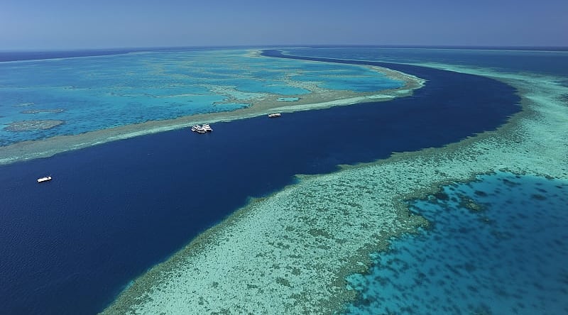 Aerial of the great barrier reef in Australia. Photo courtesy of Hamilton Island Aerial of the great barrier reef in Australia