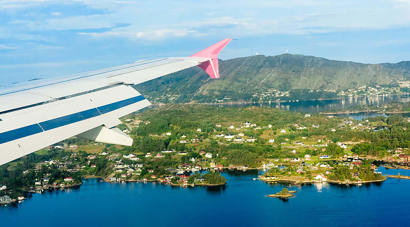 Plane over Fjords in Norway. Plane over Fjords in Norway.