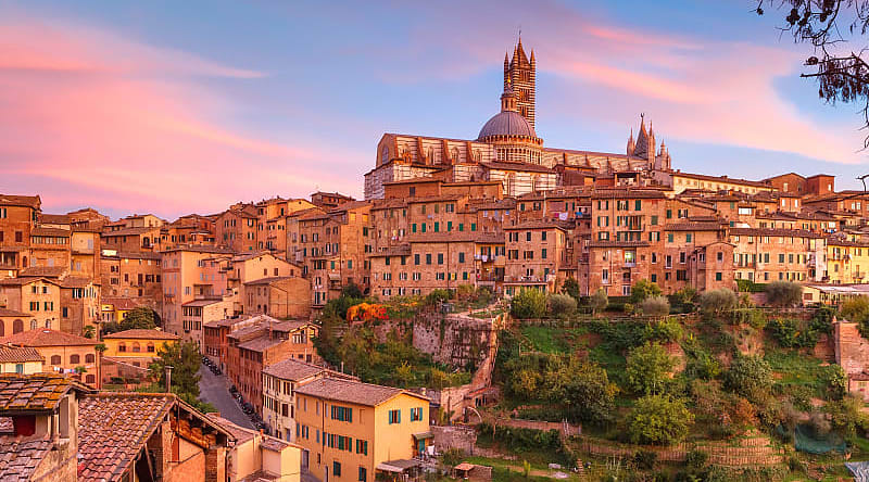 Siena at sunset in Italy Siena at sunset in Italy