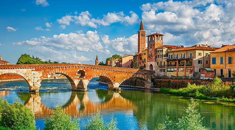 Ponte Pietra bridge in Verona, Italy Ponte Pietra bridge in Verona, Italy