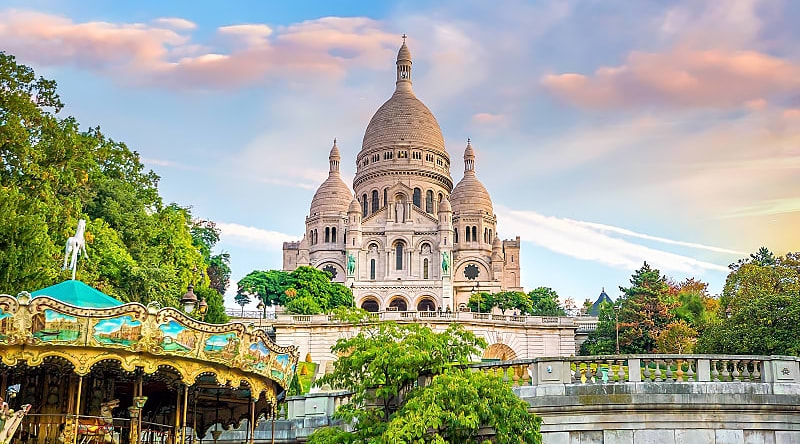 Montmartre in Paris, France Sacre Coeur in Montmartre, Paris, France