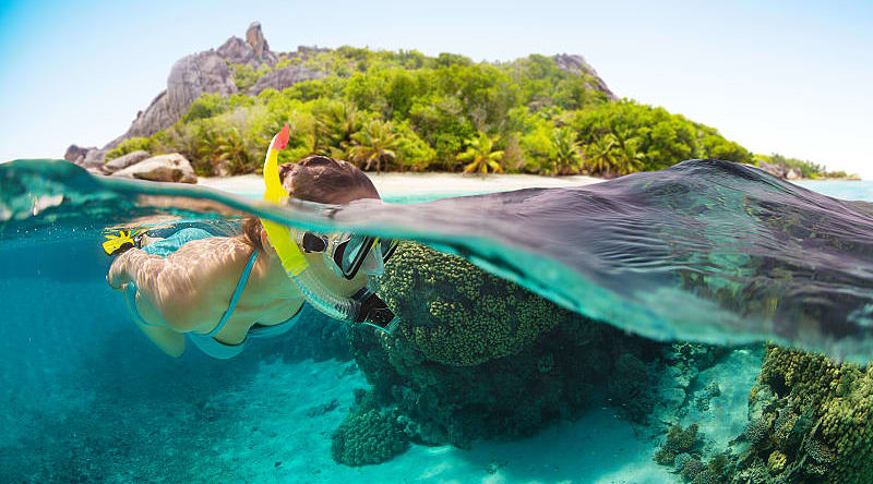 Snorkeling in the Seychelles. Snorkeling in the Seychelles.