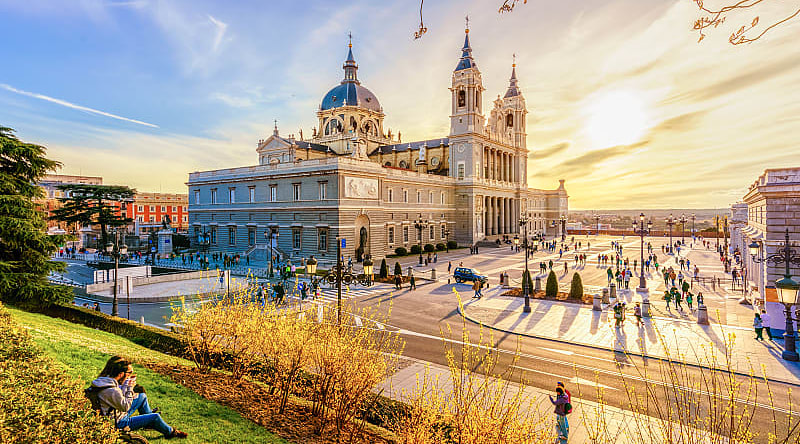 Cathedral of Madrid at sunset in Spain Cathedral of Madrid at sunset in Spain
