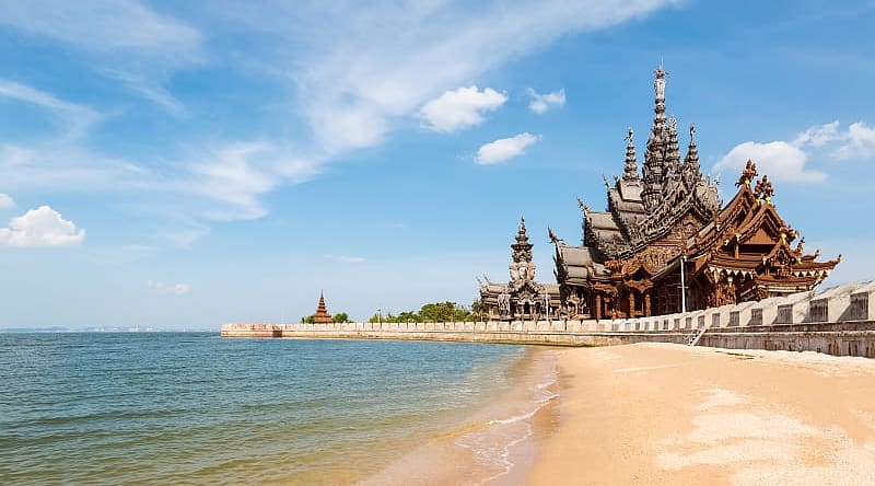 The Sanctuary of Truth on the coast of Pattaya, Thailand. The Sanctuary of Truth on the coast of Pattaya, Thailand.