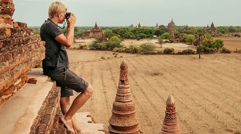 Photographer at Temples of Bagan in Myanmar Photographer at Temples of Bagan in Myanmar