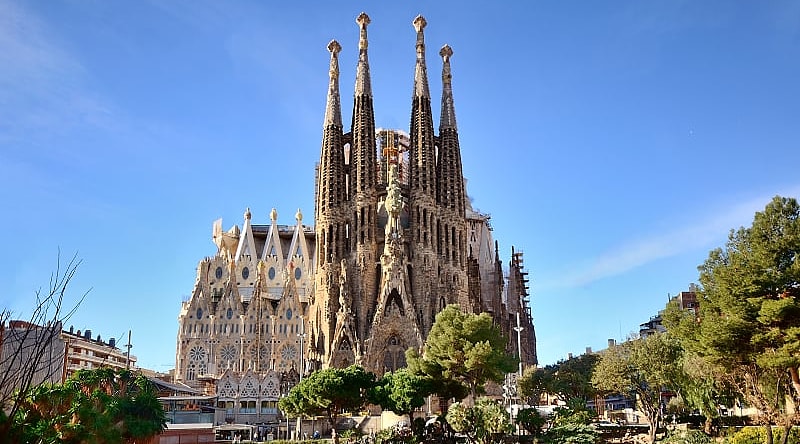 View of The Sagrada Familia Basilica in Barcelona, Spain. View of The Sagrada Familia Basilica in Barcelona, Spain.