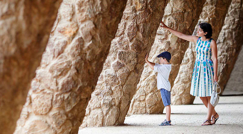 Family at Park Guell in Barcelona, Spain. Family at Park Guell in Barcelona, Spain.