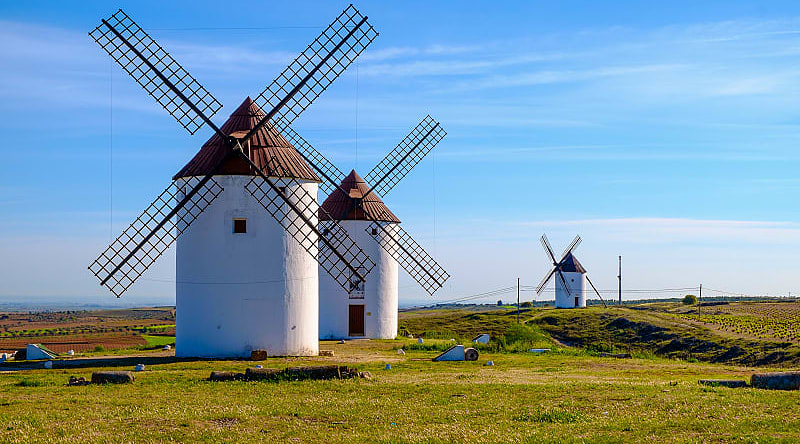 Windmills in Castilla La Mancha in Spain Windmills in Castilla La Mancha in Spain