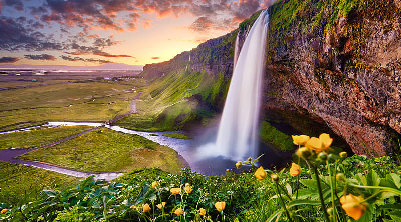 Seljalandsfoss waterfall in Iceland Seljalandsfoss waterfall in Iceland