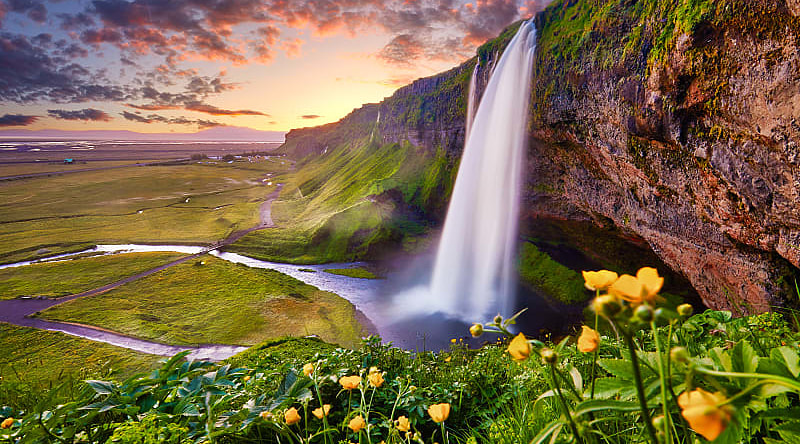 Seljalandsfoss waterfall in Iceland Seljalandsfoss waterfall in Iceland