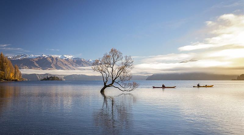 Kayaking on Lake Wanaka in Otago, New Zealand.  Photo courtesy of Tourism New Zealand / Miles Holden