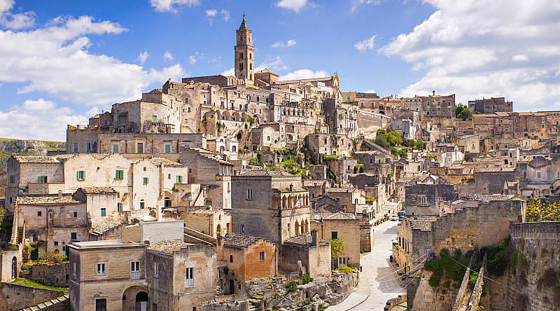The old part of Matera is carved into the rock. The old part of Matera is carved into the rock.