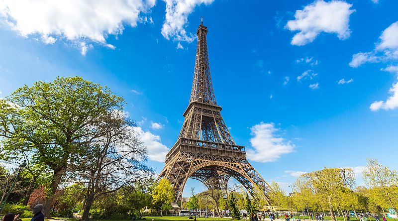 Champ de Mars Park with the Eiffel Tower in Paris, France