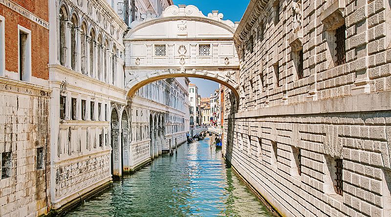 View of the famous Bridge of Sighs in Venice, Italy