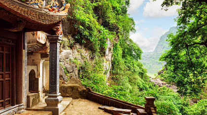 View from the Bich Dong Pagoda at Ninh Binh Province in Vietnam.