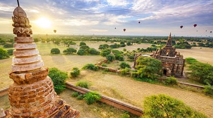 Pagoda landscape in the plain of Bagan