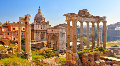 Ruins of ancient Rome on Palatine Hill, Italy