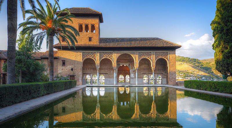 Alhambra at sunrise in Granada, Spain 