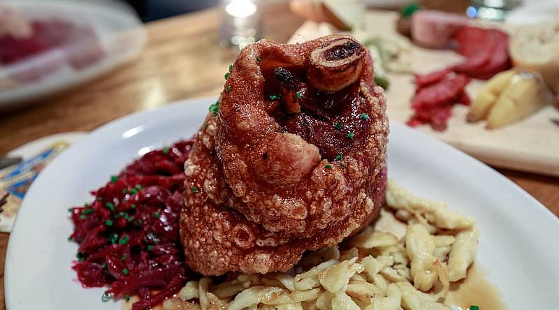 Roasted schweinshaxe dish served in Germany Roasted schweinshaxe dish served in Germany