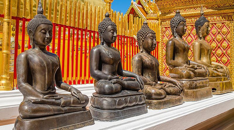 Buddha statues at a temple in Thailand