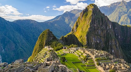 View of the ancient city of Machu Picchu in Peru