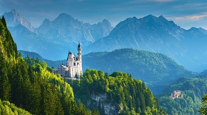 Neuschwanstein Castle in the Bavarian Alps, Germany