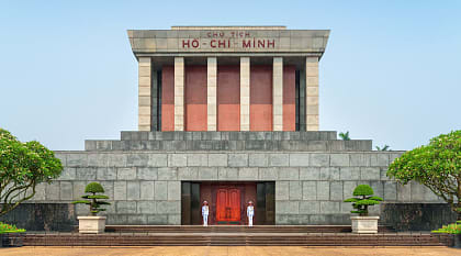 Soldiers guarding Ho Chi Mihn Mausoleum in Hanio, Vietnam