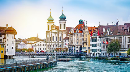 Cityscape of Lucerne in the evening, Switzerland. 