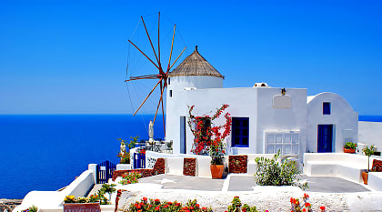 Beautiful windmill villa in Oia, Santorini, Greece