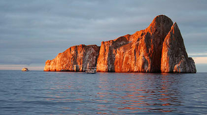 Kicker Rock at sunset near the Galapagos Islands, Ecuador