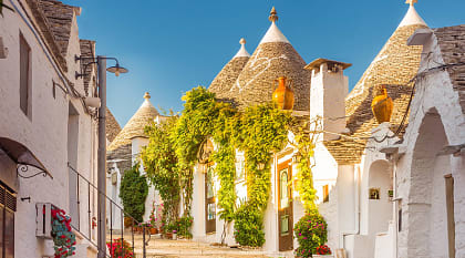Traditional houses (trulli) in a quiet village in Puglia, Italy