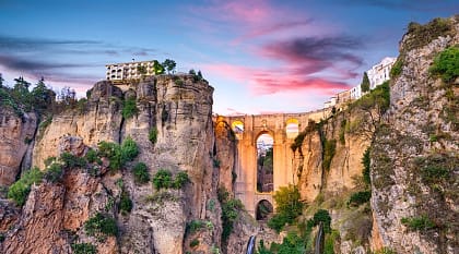 View of Ronda Bridge in Spain