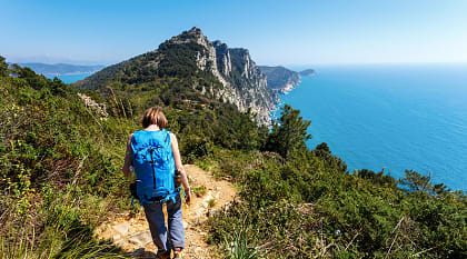 Trekking towards Portovenere in the Cinque Terre, Italy