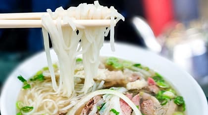Bowl of traditional Vietnamese pho.