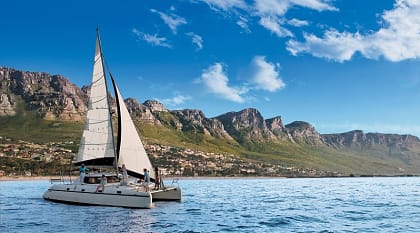 Catamaran in Cape Town, South Africa. Photo courtesy of South Africa Tourism Catamaran excursion in Cape Town, South Africa