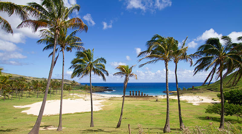 Easter Island, Chile Anakena Beach, Easter Island, Chile