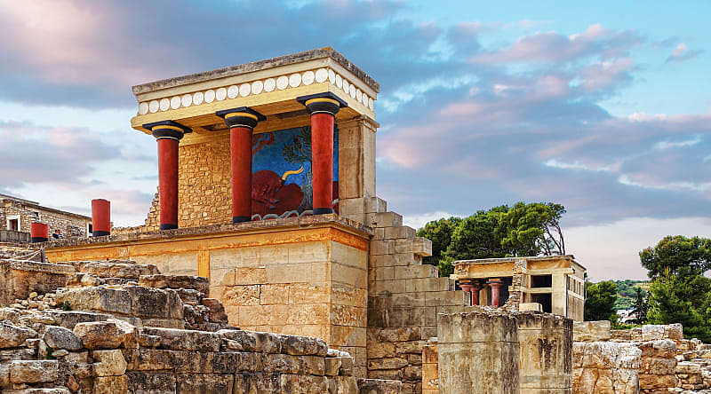 Minoan Palace of Knossos on Crete, Greece Ruins of the Minoan Palace of Knossos, Crete