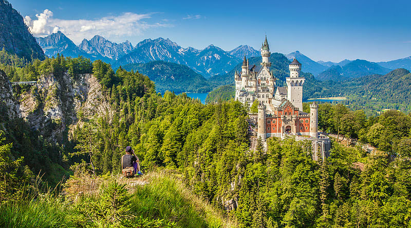 View of the famous Neuschwanstein Castle, Fussen, Germany View of the famous Neuschwanstein Castle, Fussen, Germany